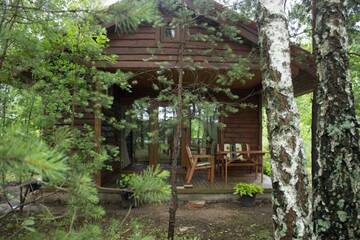 Фото номера Семейный номер с террасой Лоджи Cozy remote cabin on a lakeshore г. Kučiūnai 19