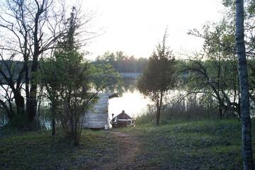 Фото номера Семейный номер с террасой Лоджи Cozy remote cabin on a lakeshore г. Kučiūnai 14