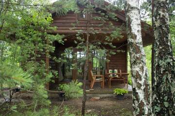 Фото номера Семейный номер с террасой Лоджи Cozy remote cabin on a lakeshore г. Kučiūnai 5