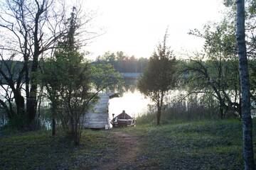 Фото номера Семейный номер с террасой Лоджи Cozy remote cabin on a lakeshore г. Kučiūnai 9